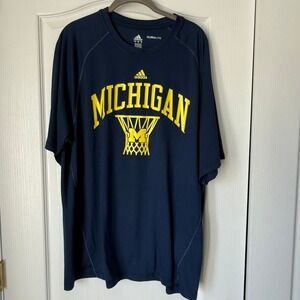 Michigan Wolverines Adidas Basketball Shirt Men's XL Navy Blue Hoops
